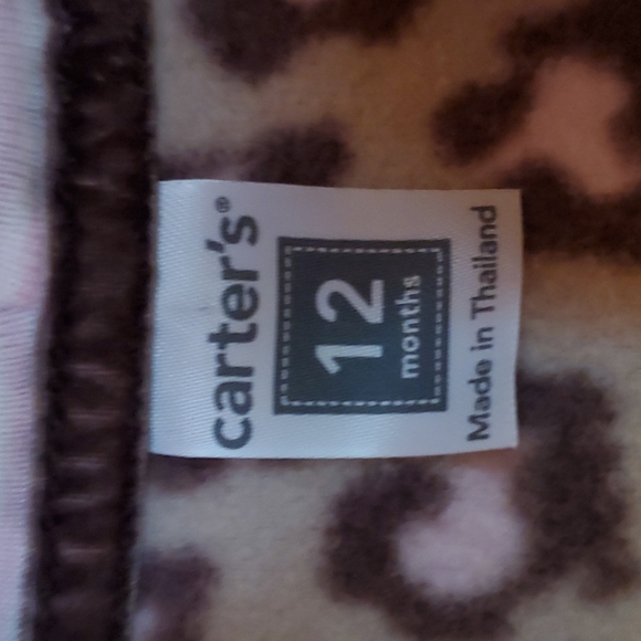 Carter's Girls 2-pc Animal Print Fleece Hooded PJ Outfit - Size 12 Months - Picture 3 of 12